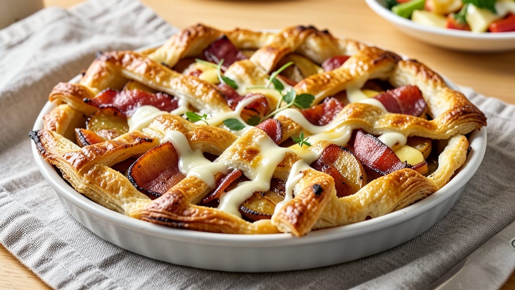Bacon Potato Tart Recipe: Crispy Lattice Crown Over Smoky Cheese Swirls