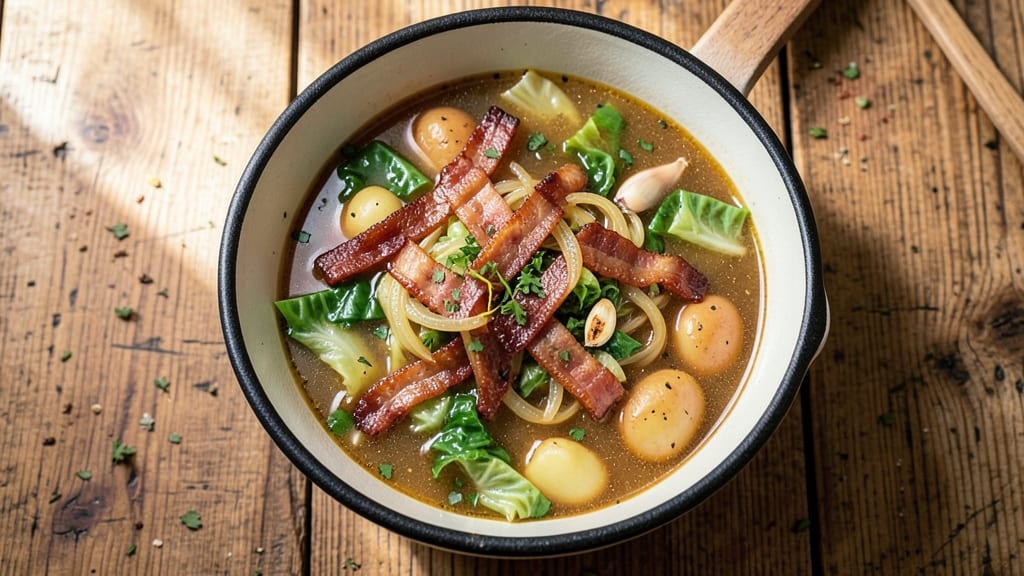 Bacon, Cabbage, and Potato Soup Recipe: Smoky Bacon Crisp Meets Hearty Root Comfort