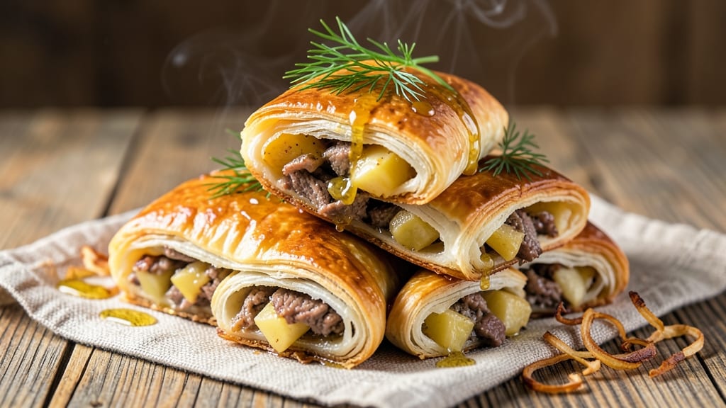 Beef and Potato Piroshki Recipe: Flaky Dough Wrapped Around Savory Filling