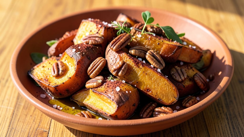 Sweet Potato with Nuts Recipe: Crispy Roasted Bites With Toasted Pecans