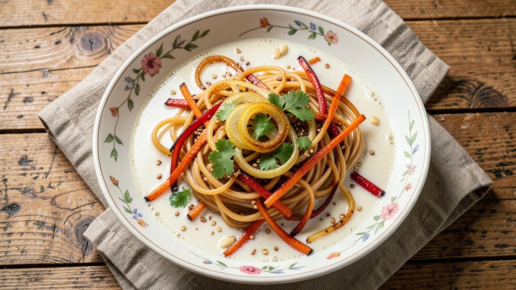 Sweet Potato Noodles Soup Recipe: Silky Roasted Veggie Swirls in Creamy Broth
