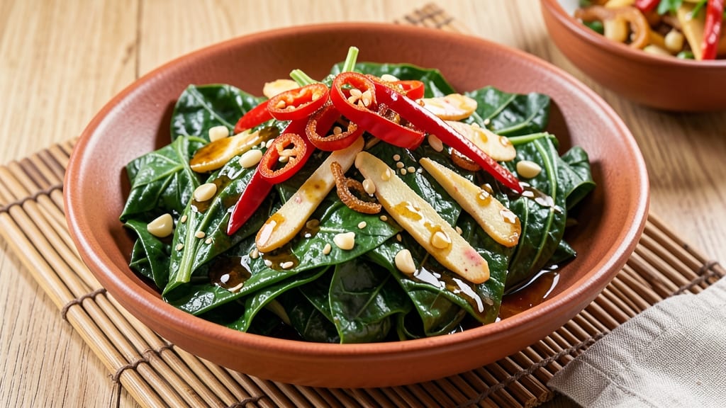Sweet Potato Leaves Chinese Recipe: Stir-Fried Greens With Garlic and Chili Heat