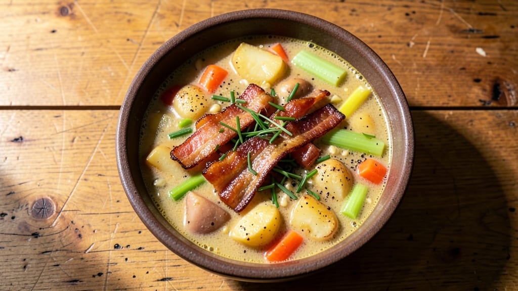 Baked Potato and Bacon Soup Recipe: Smoky Bacon Crunch Meets Creamy Spud Comfort