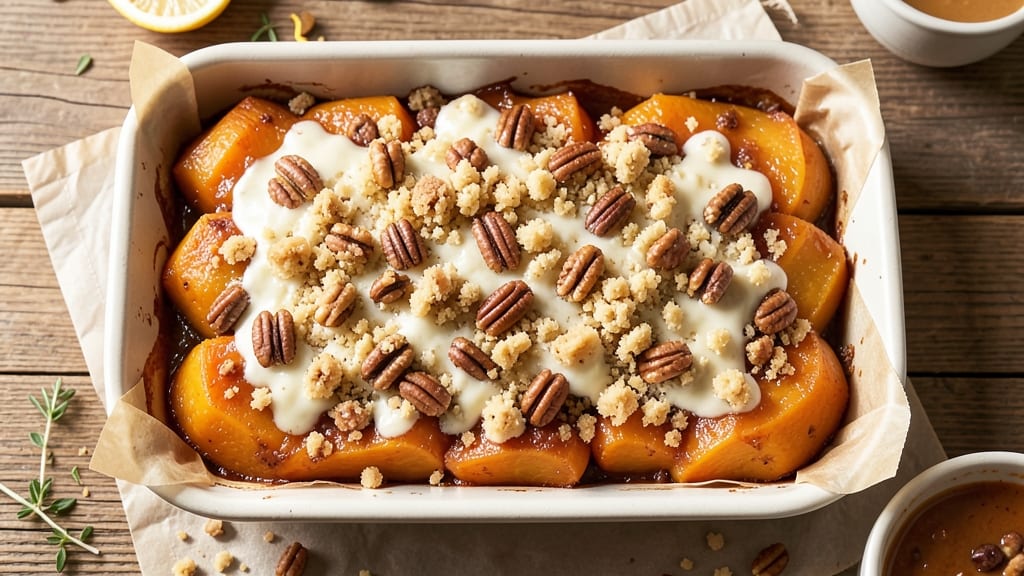 Sweet Potato Casserole With Pecan Streusel Topping Recipe: Caramelized Sweetness Meets Buttery Crunch