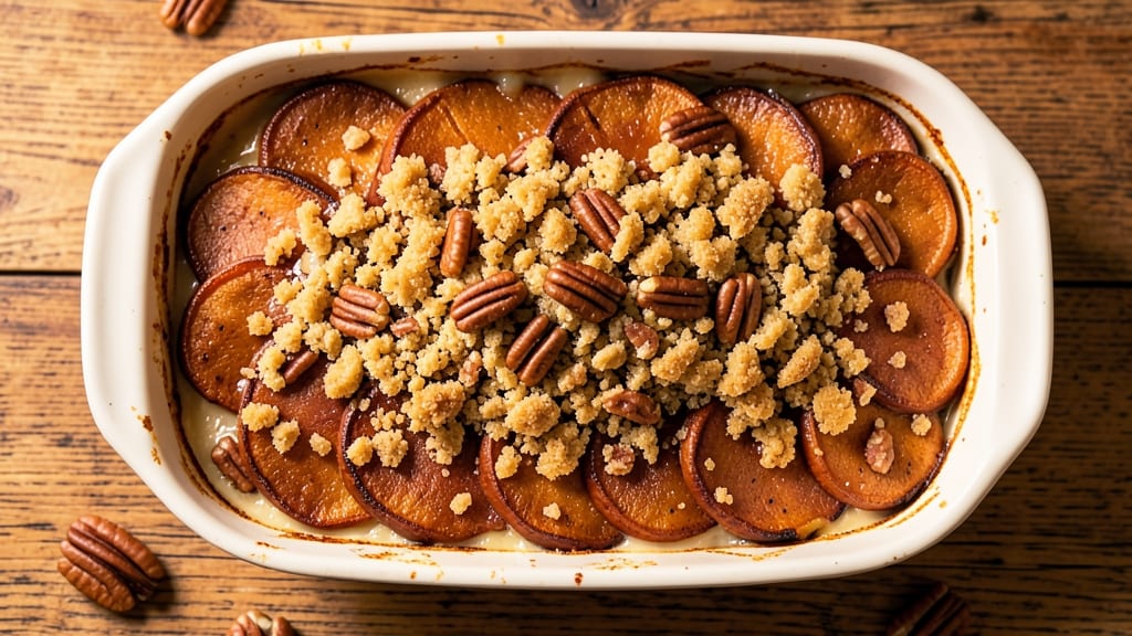 Sweet Potato Casserole Recipe Video: Crispy Lattice Top Over Creamy Spiced Filling
