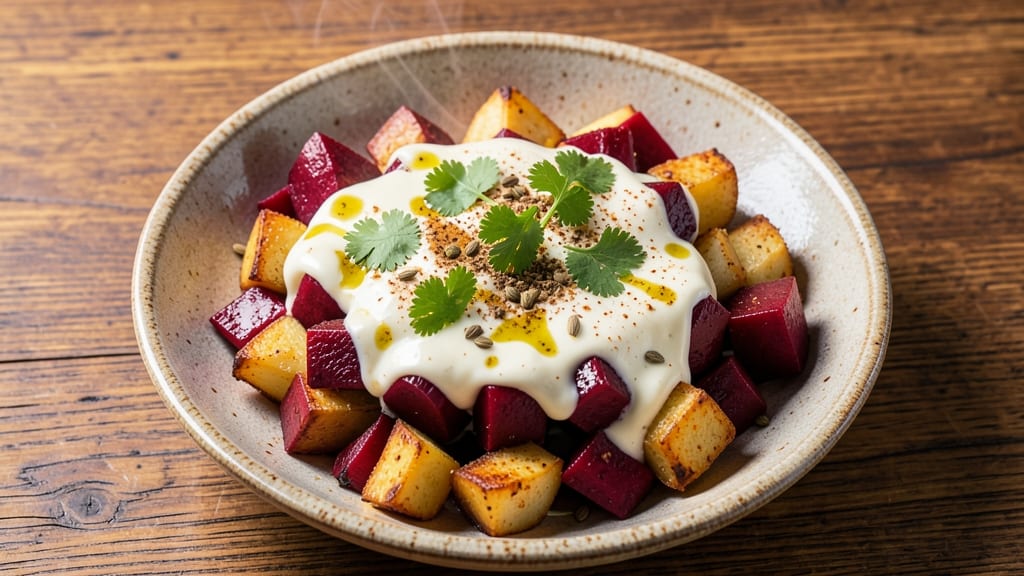 Beetroot Potato Indian Recipe: Spiced Roast with Charred Edges and Tangy Yogurt Twist