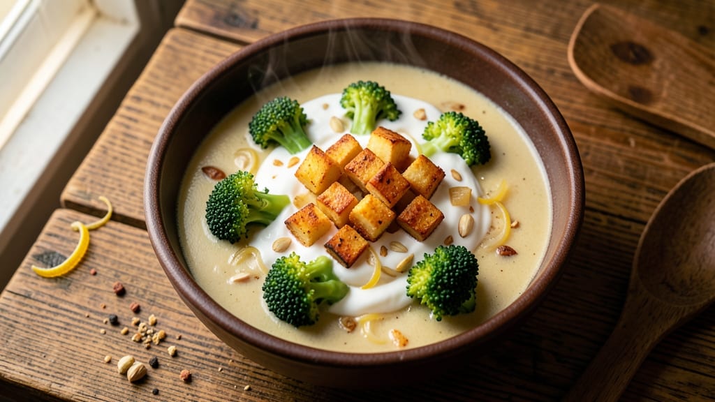 Baked Potato and Broccoli Soup Recipe: Creamy Velvety Texture With Earthy Herb Depth
