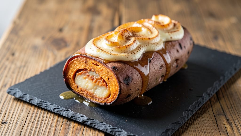 Sweet Potato Log Recipe: Crispy Lattice Crown Over Warm Spiced Filling