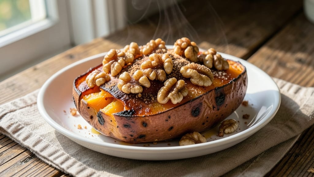 Sweet Potato Walnuts and Brown Sugar Recipe: Crunchy Streusel Top Over Spiced Roasted Filling