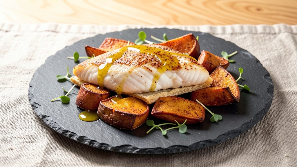 White Fish Sweet Potato Recipe: Crispy Roasted Trio with Honey-Glazed Fish