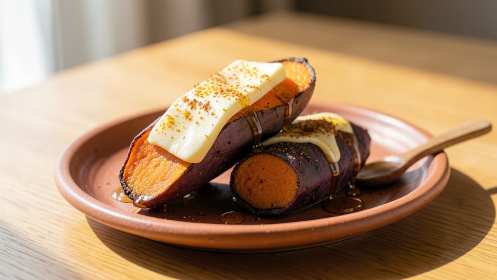 Baked Okinawan Sweet Potato Recipe: Crispy Lattice Crown Over Warm Turmeric Filling