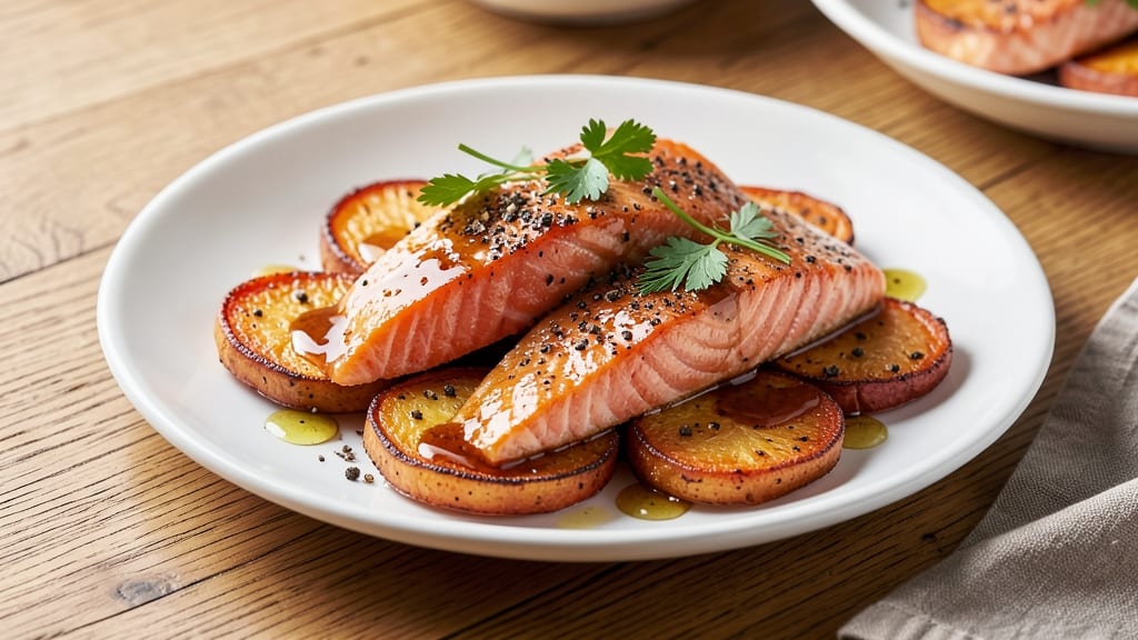 American Journey Salmon & Sweet Potato Recipe: One-Pan Baked Brilliance With Maple-Herb Glaze