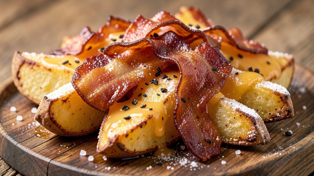 Bacon Cheddar Potato Wedges Recipe: Smoky Crispy Bites with Melted Cheese Magic