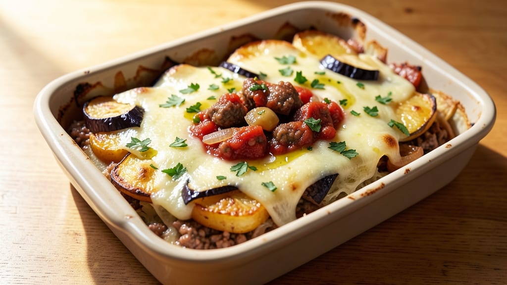Beef And Potato Moussaka Recipe: Eggplant-Layered Greek Comfort Baked to Perfection