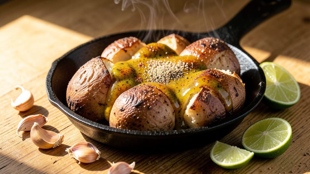 Baked Mojo Potato Recipe: Smoky Garlic Butter Crust With Herby Zing