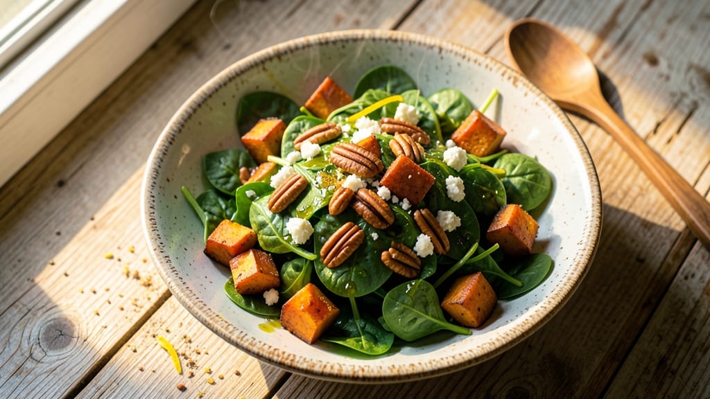 Sweet Potato and Spinach Salad Recipe: Roasted Sweetness Meets Peppery Greens