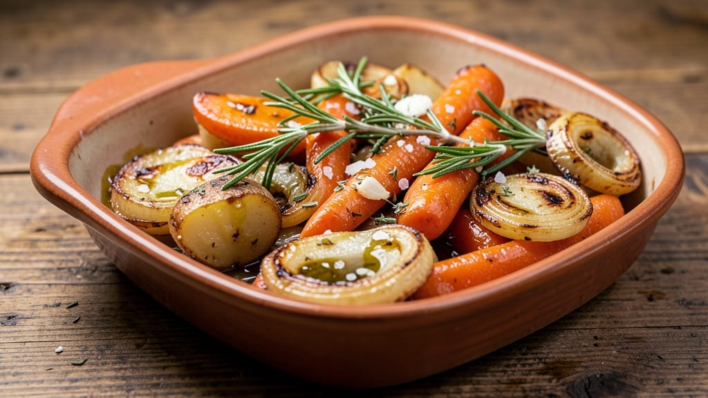 Baked Potato, Carrot, and Onion Recipe: One-Pan Herb-Roasted Harmony