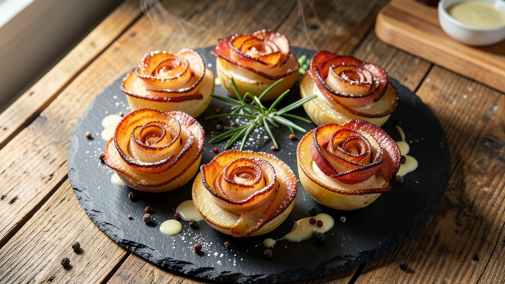 Bacon-Wrapped Potato Roses Recipe: Golden Crispy Edges and Fluffy Hearts