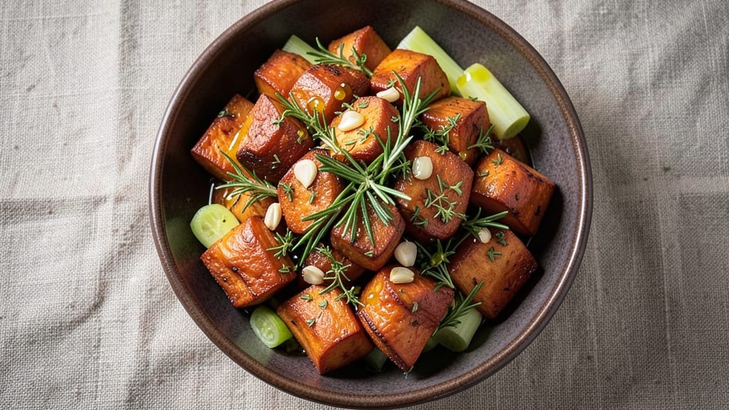 Sweet Potato and Celery Recipe: Herb-Infused Roast with Charred Edges
